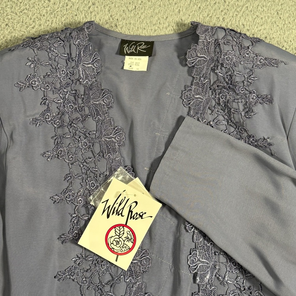 Wild Rose Lace Jacket Womens 16 Purple Open Front Formal Dressy Party Occasion